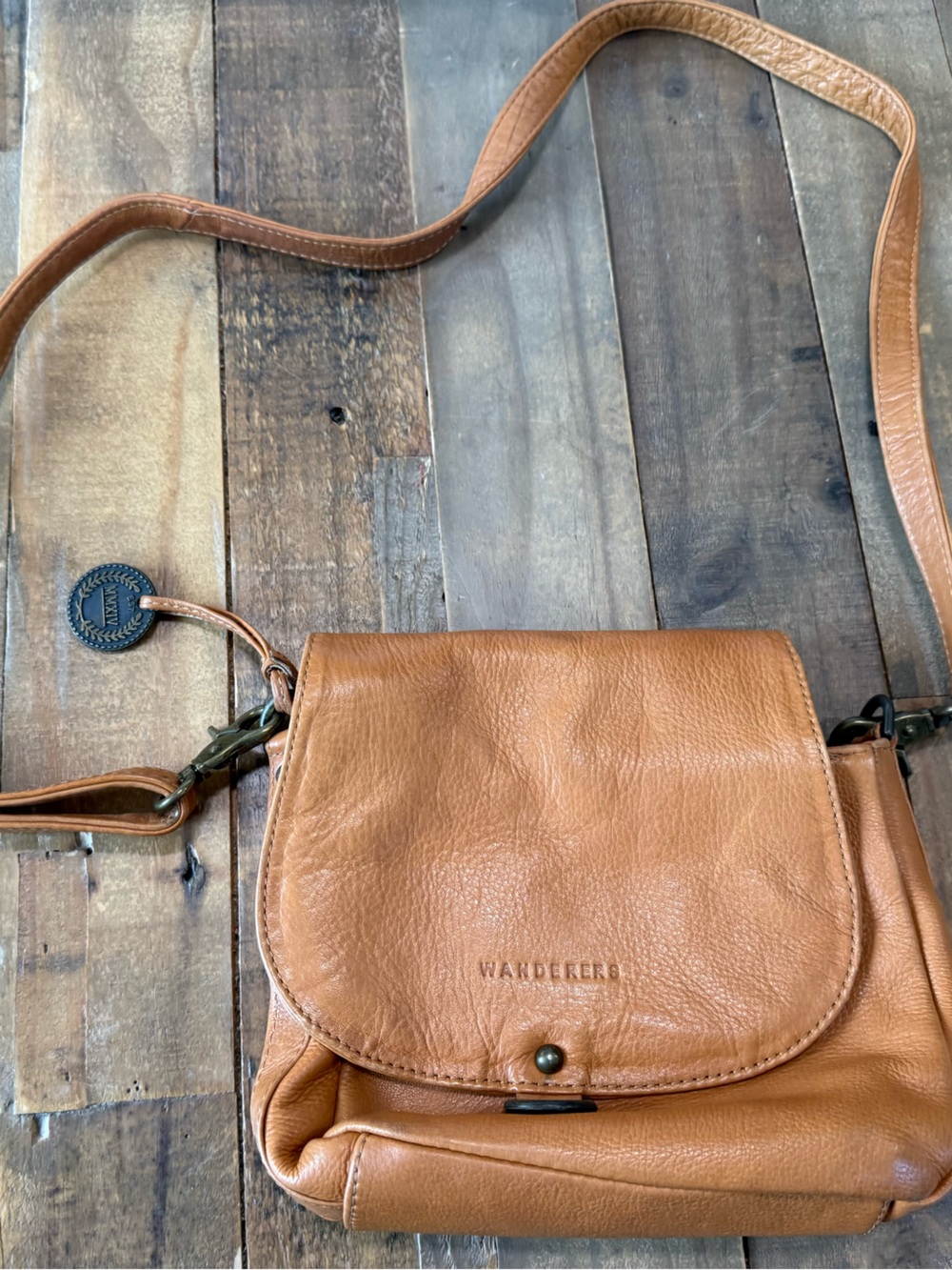 Wanderers Tan Leather Crossbody Messenger Bag